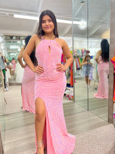 Prom Dress Pink With Rhinestones Kabdul
