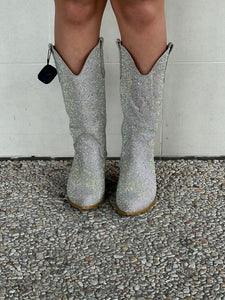 Silver party cowboy boots