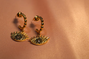 Silver And Gold Evil Eye Cute Earrigns