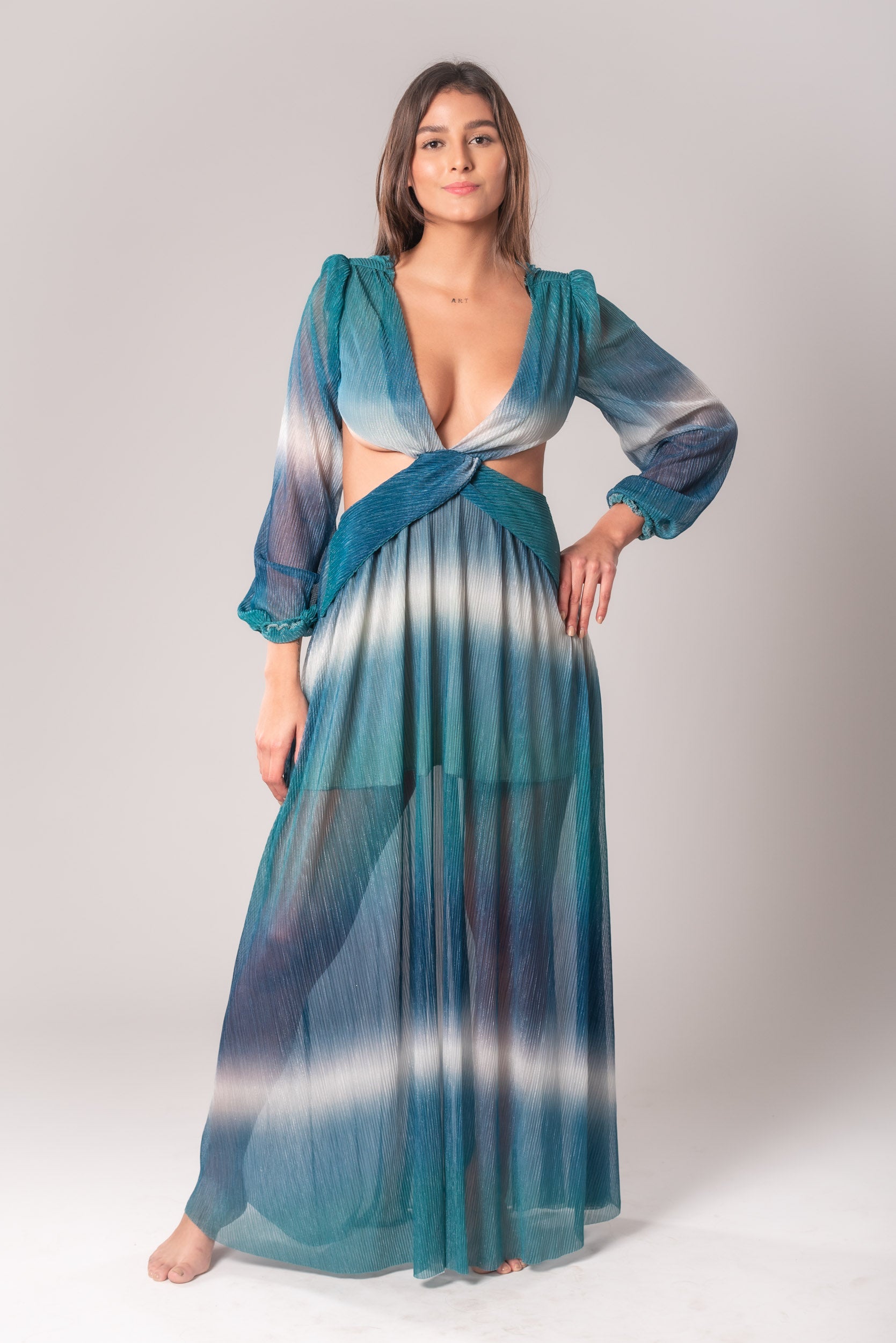 Olas Blue Long Beautiful Elegant Dress