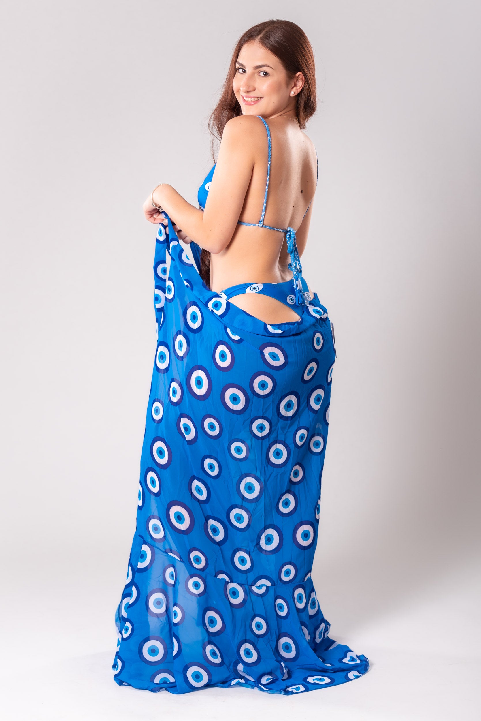 Blu Evil Eye Cover Up, Skirt And Dress Two in One Beautiful Design